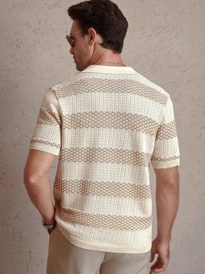 Aurevian - Striped Knit Polo Shirt Men’s