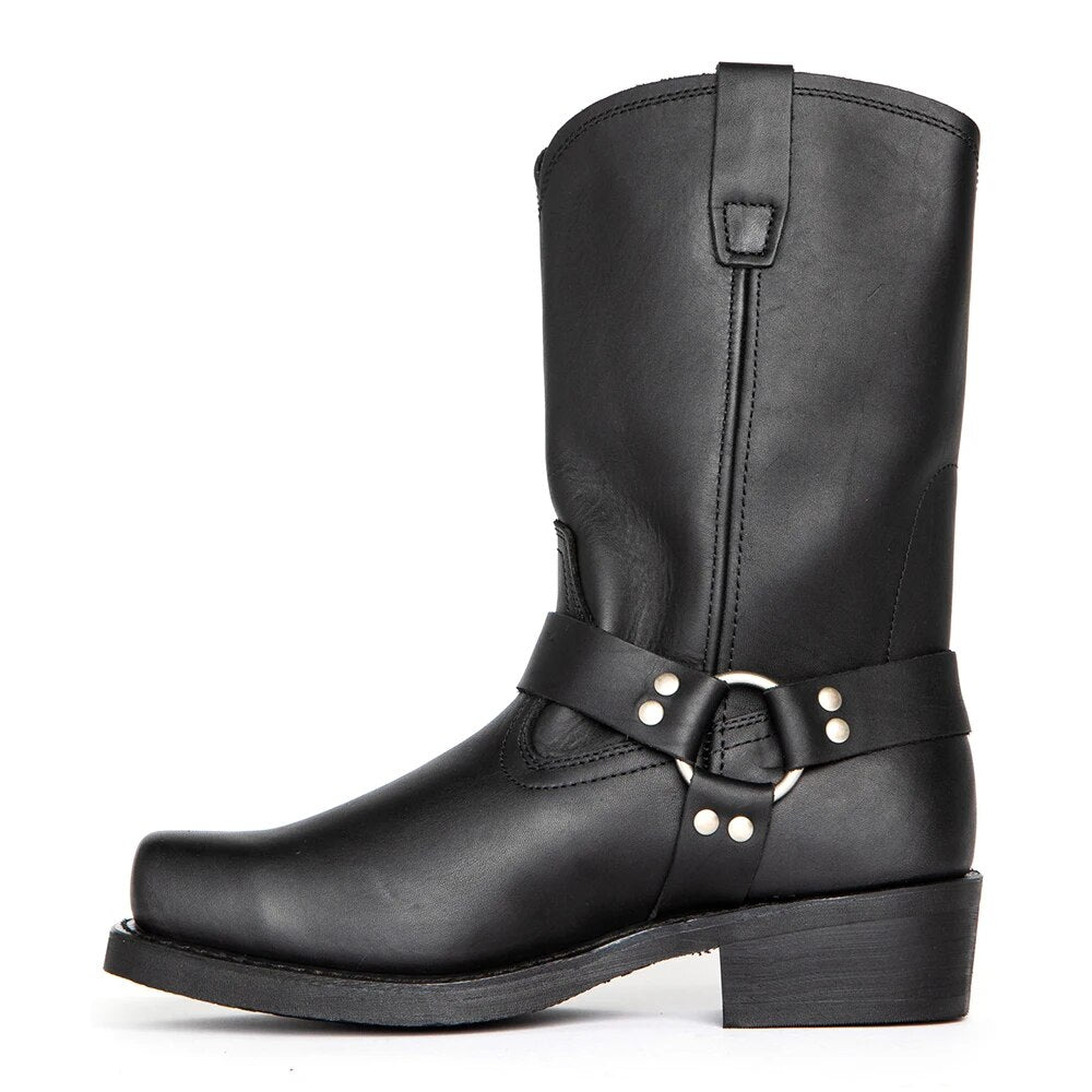 Men's Cowboy Boots with Buckle Strap | High