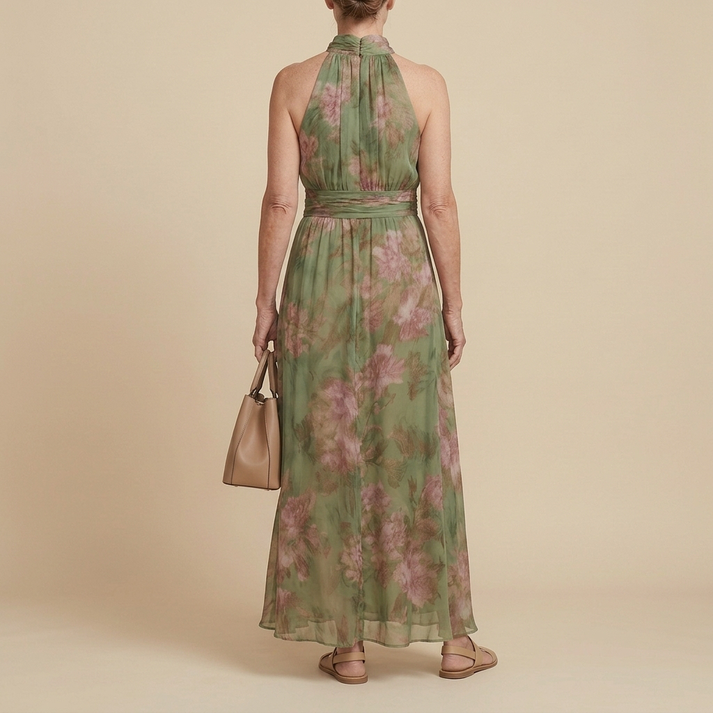 LIVIA™ | Elegant Floral Maxi Halter Dress