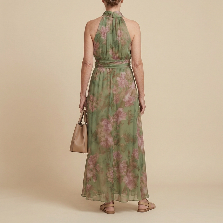 LIVIA™ | Elegant Floral Maxi Halter Dress
