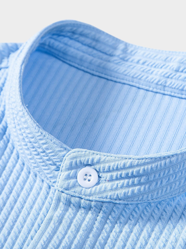 Zion - Muscle Fit Ribbed Stand Collar Shirt