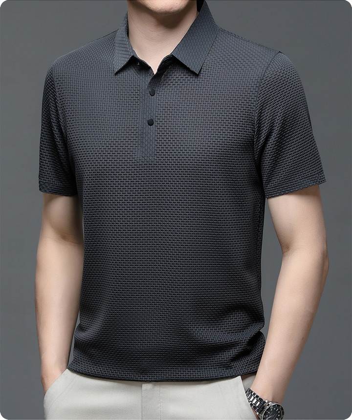 Paolo - Structured Short-Sleeve Polo Shirt with Button Placket for Men