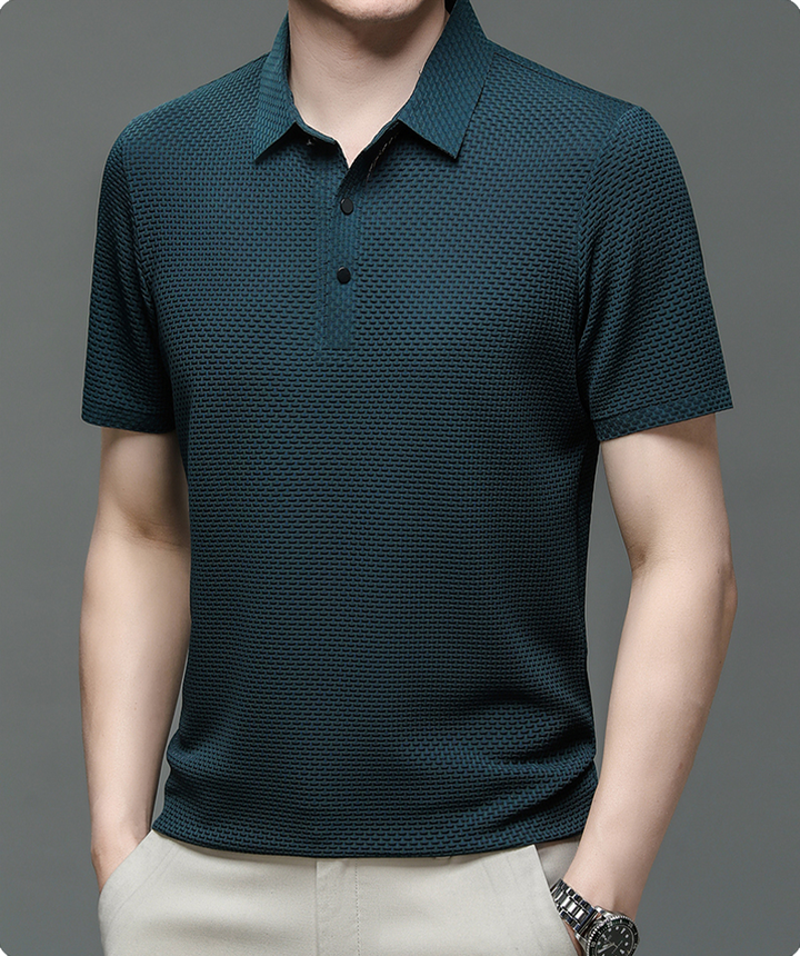 Paolo - Structured Short-Sleeve Polo Shirt with Button Placket for Men