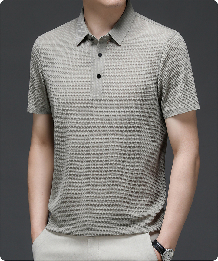 Paolo - Structured Short-Sleeve Polo Shirt with Button Placket for Men