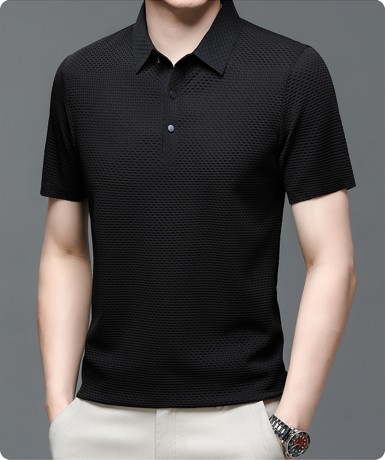 Paolo - Structured Short-Sleeve Polo Shirt with Button Placket for Men