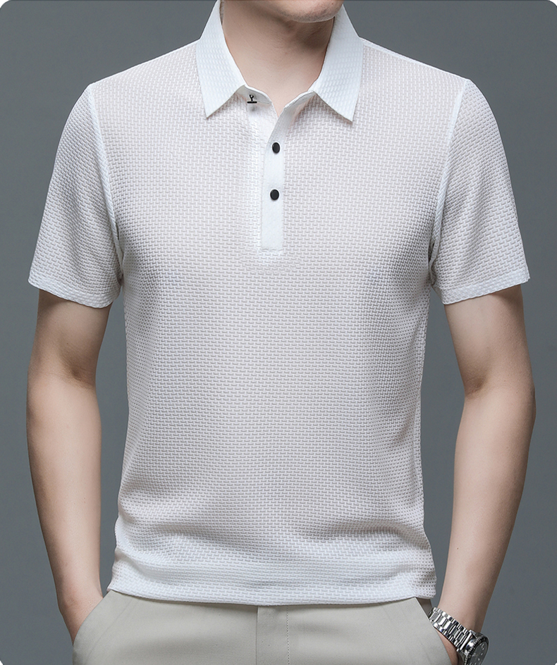 Paolo - Structured Short-Sleeve Polo Shirt with Button Placket for Men