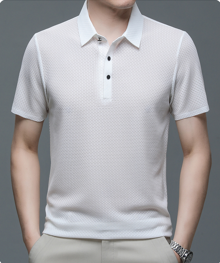 Paolo - Structured Short-Sleeve Polo Shirt with Button Placket for Men