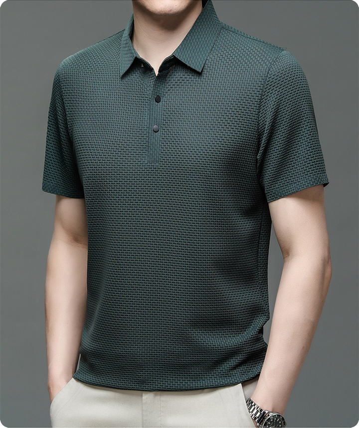 Paolo - Structured Short-Sleeve Polo Shirt with Button Placket for Men