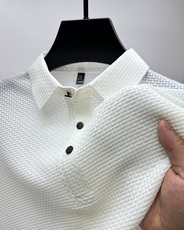 Paolo - Structured Short-Sleeve Polo Shirt with Button Placket for Men